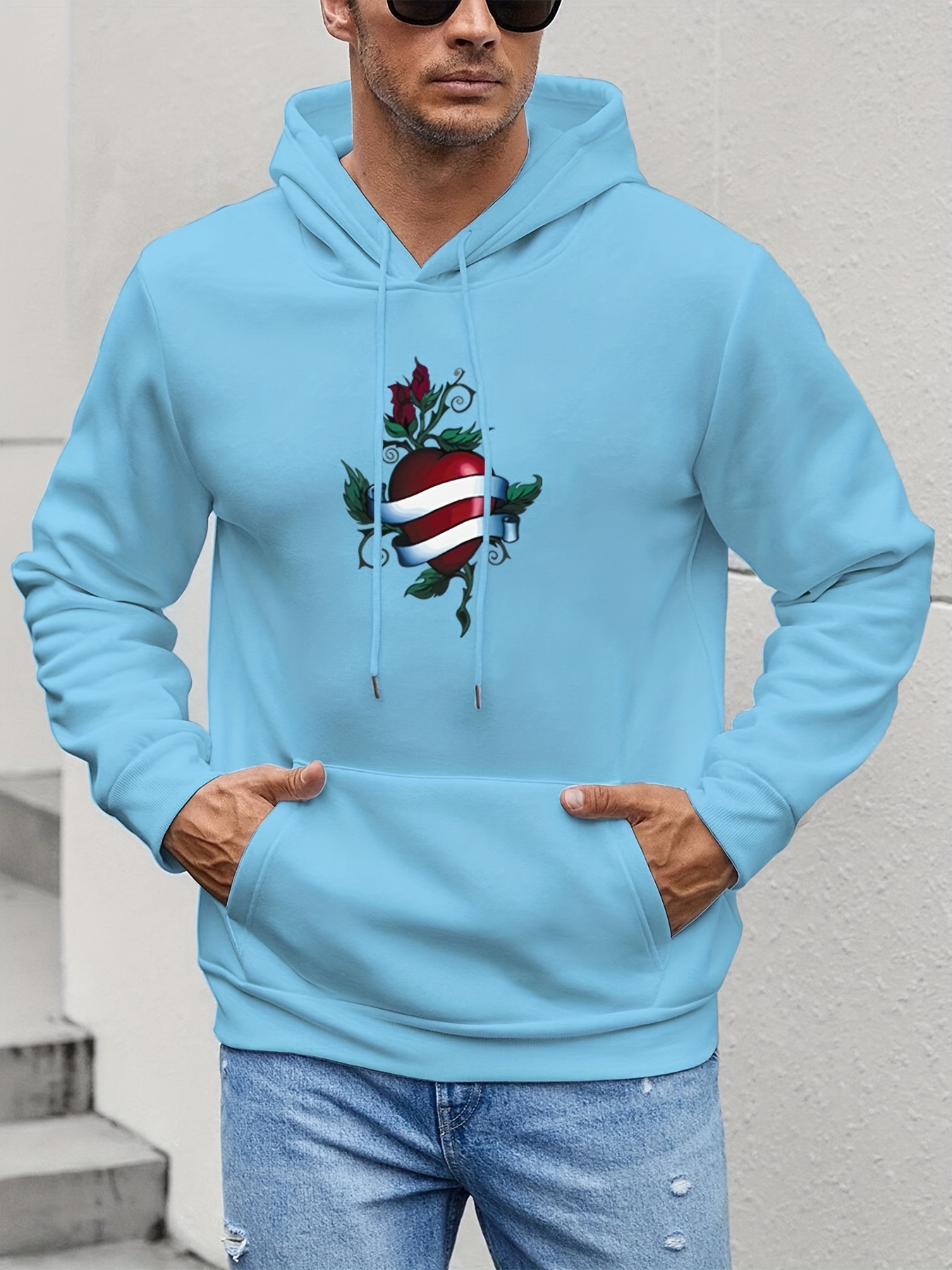 Plus Size Mens Casual Trendy Cartoon Crocodile Heart Various Graphic Print  Long Sleeve Hoodie With Kangaroo Pocket Loose Oversized Hooded Sweatshirt |  High-quality u0026 Affordable | Temu United Kingdom