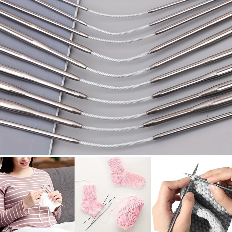 3pcs Double-pointed Flexible Knitting Needles For Socks, Hats, Mittens,  Gloves, Good For Beginners Stainless Steel