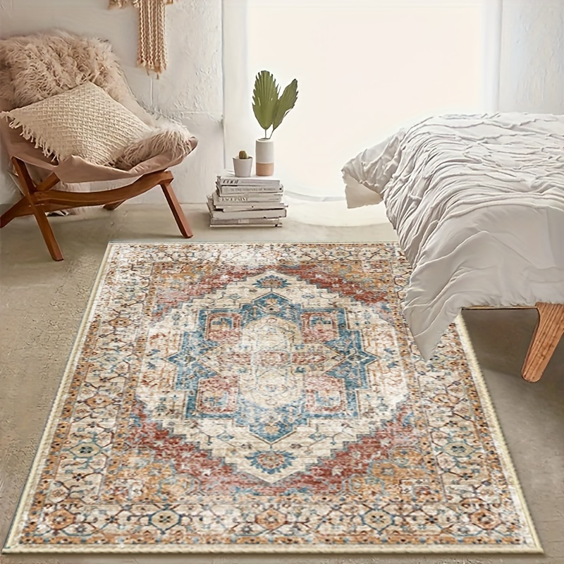 Boho Pattern Area Rug For Living Room Vintage Crystal Velvet - Temu