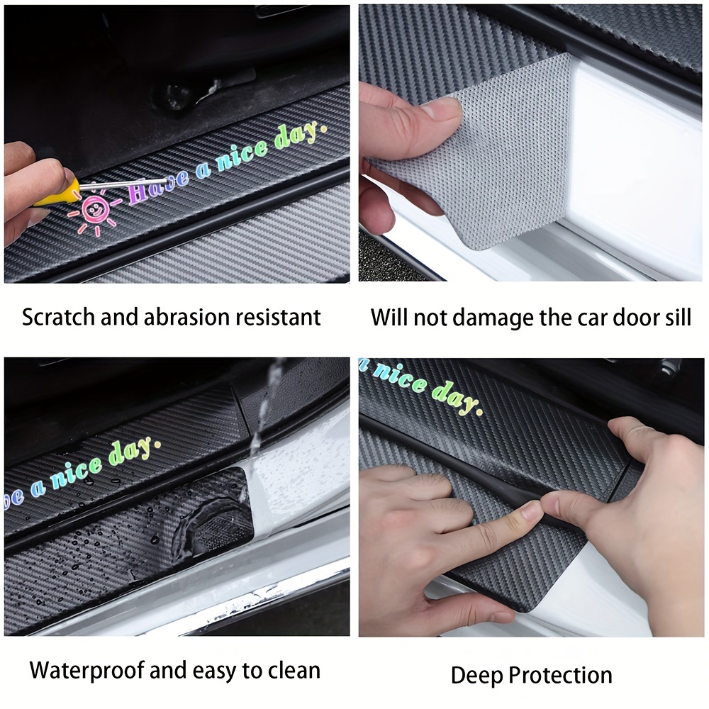 Car Door Sill Protection Strip Carbon Fiber Style Car Body - Temu