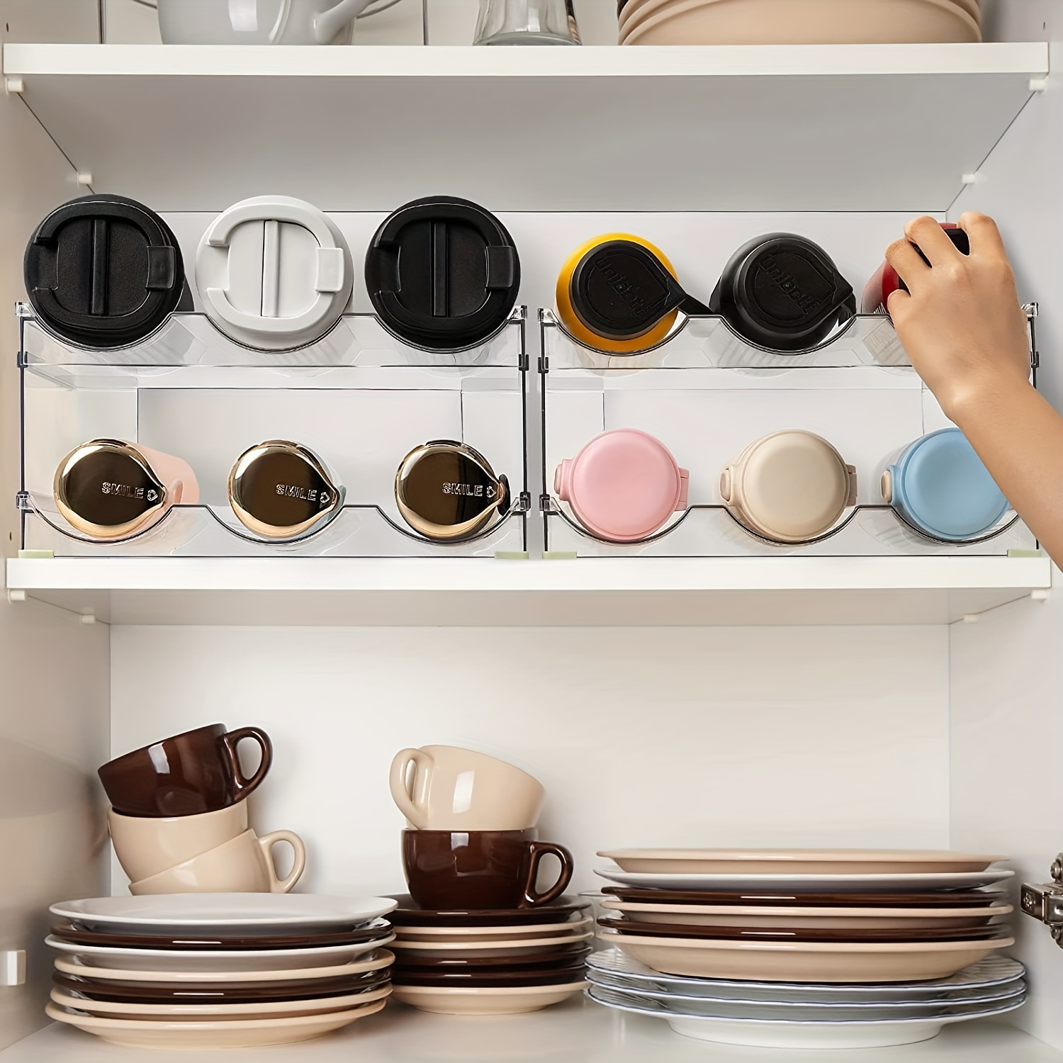 Stackable Cup Organizer For Cabinet Countertop Pantry And - Temu