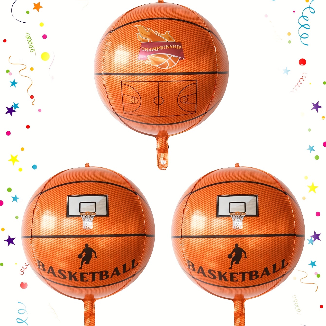 Ensemble De Ballons De Basketball En Aluminium 4d, 3 Pièces, 55.88cm