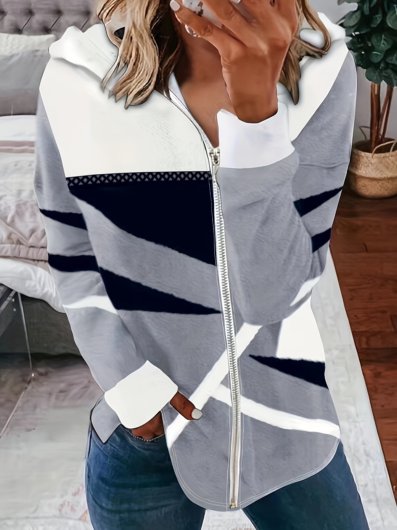 Plus Size Casual Coat Women's Plus Colorblock Geometric - Temu