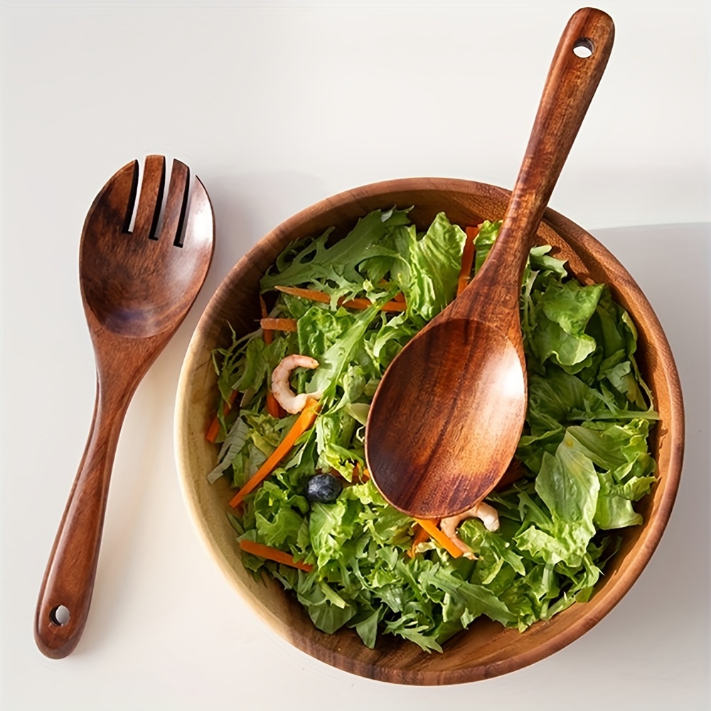 Stainless Steel Salad Tosser with Teak Wood Handle