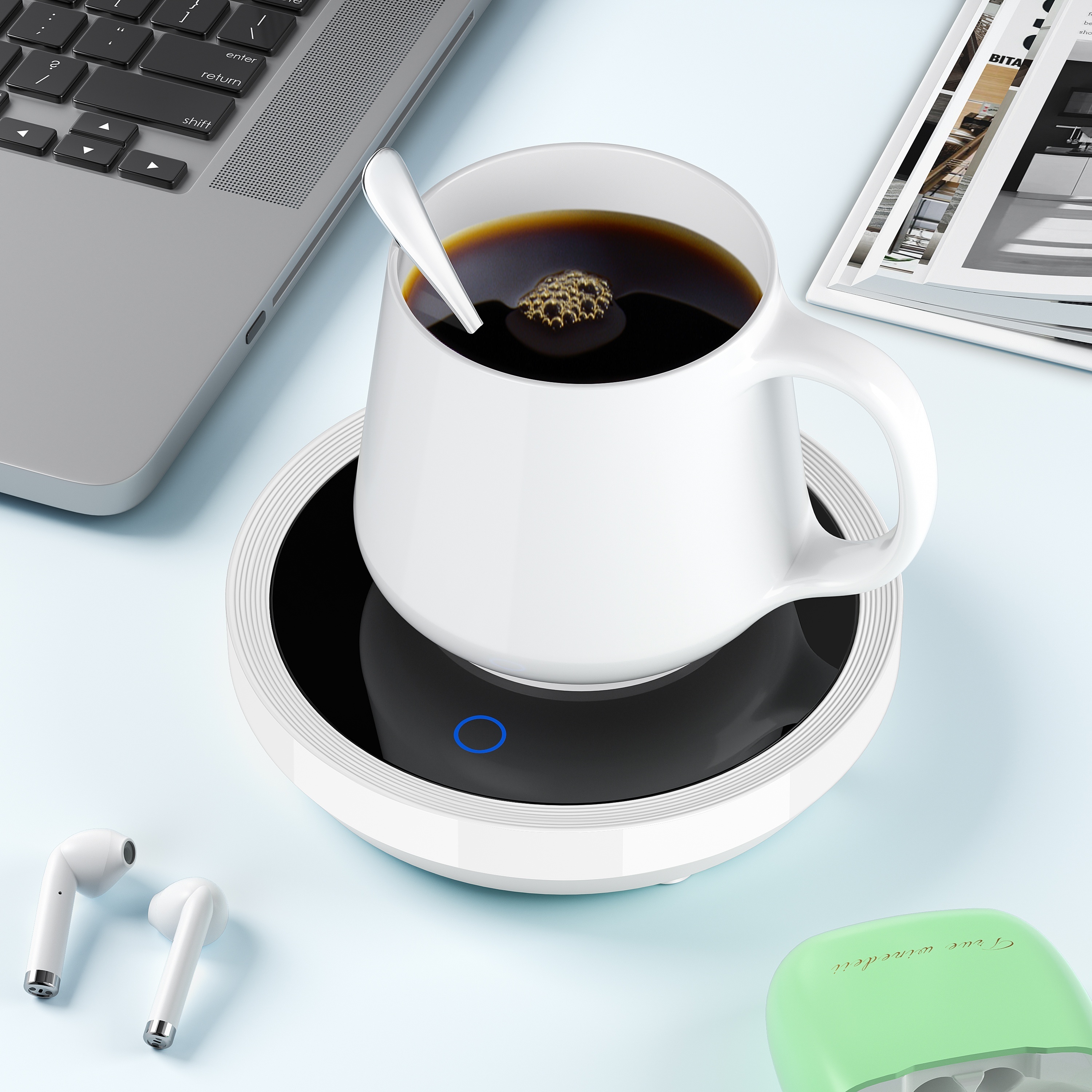  Coffee Mug Warmer Smart Cup Warmer for Office  Desk,Multifunction Electric Beverage Warmer Plate 2 in 1 Wireless Charger, USB Heating Coaster Drink Warmer for Cocoa, Tea, Milk: Home & Kitchen