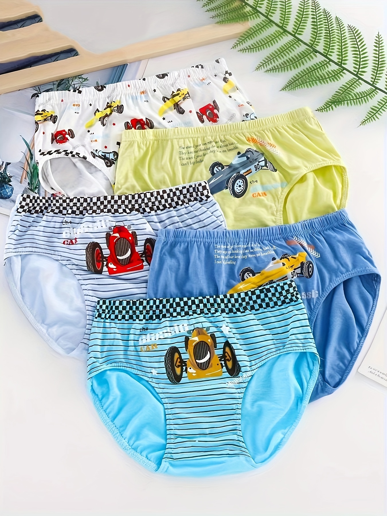 5 Pcs Toddler Boys Underwear Pure Cotton Soft Breathable Cute Cartoon  Pattern Comfy Briefs