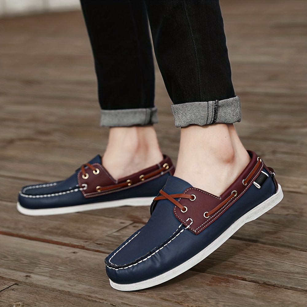 plus size mens boat loafers with pu leather   wear resistant slip on shoes for outdoor walking spring and summer details 24