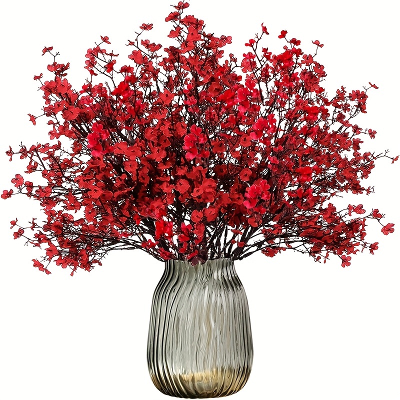  MACTING 12PCS Artificial Baby Breath Flowers Bulk, Fake Silk  Flowers in Vase for Valentines Day DIY Indoor Outdoor Party Home  Decorations (Dark Red) : Home & Kitchen