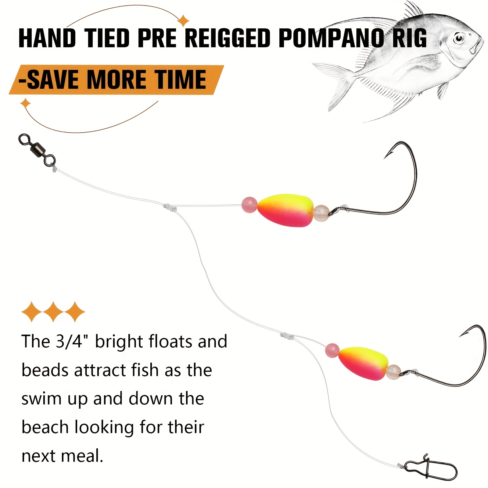 Dovesun Foam Floats Pompano Rigs Fishing Rig Floats Fly Fishing Floats  Bright Color Round, Bullet, Cylindrical with Tackle Box