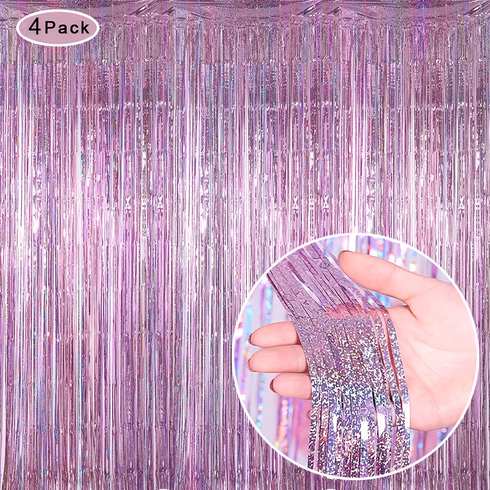 Silver Foil Fringe Curtain Tinsel Backdrop Glitter Party - Temu