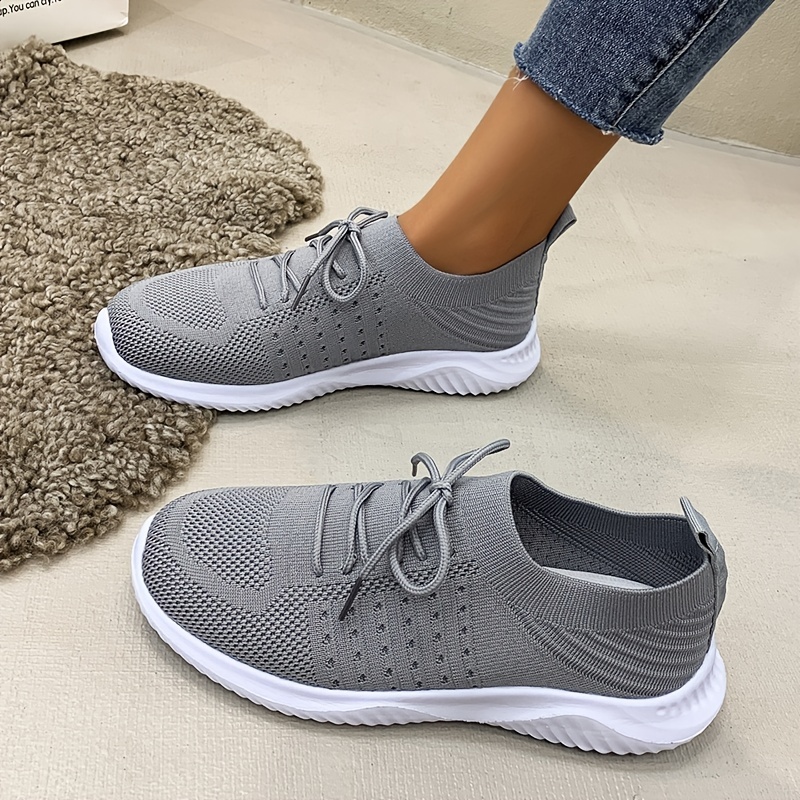 Outdoor Soft Sole Flying Woven Sneakers Breathable Lace - Temu