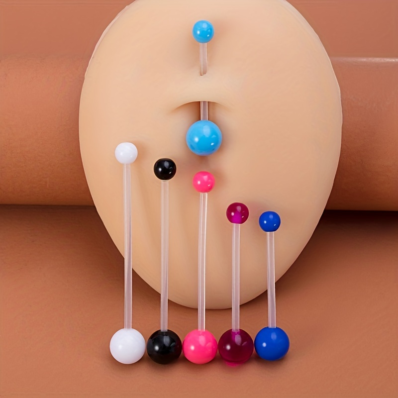 6pcs Acrylic Long Bar Belly Button Rings for Pregnant Women