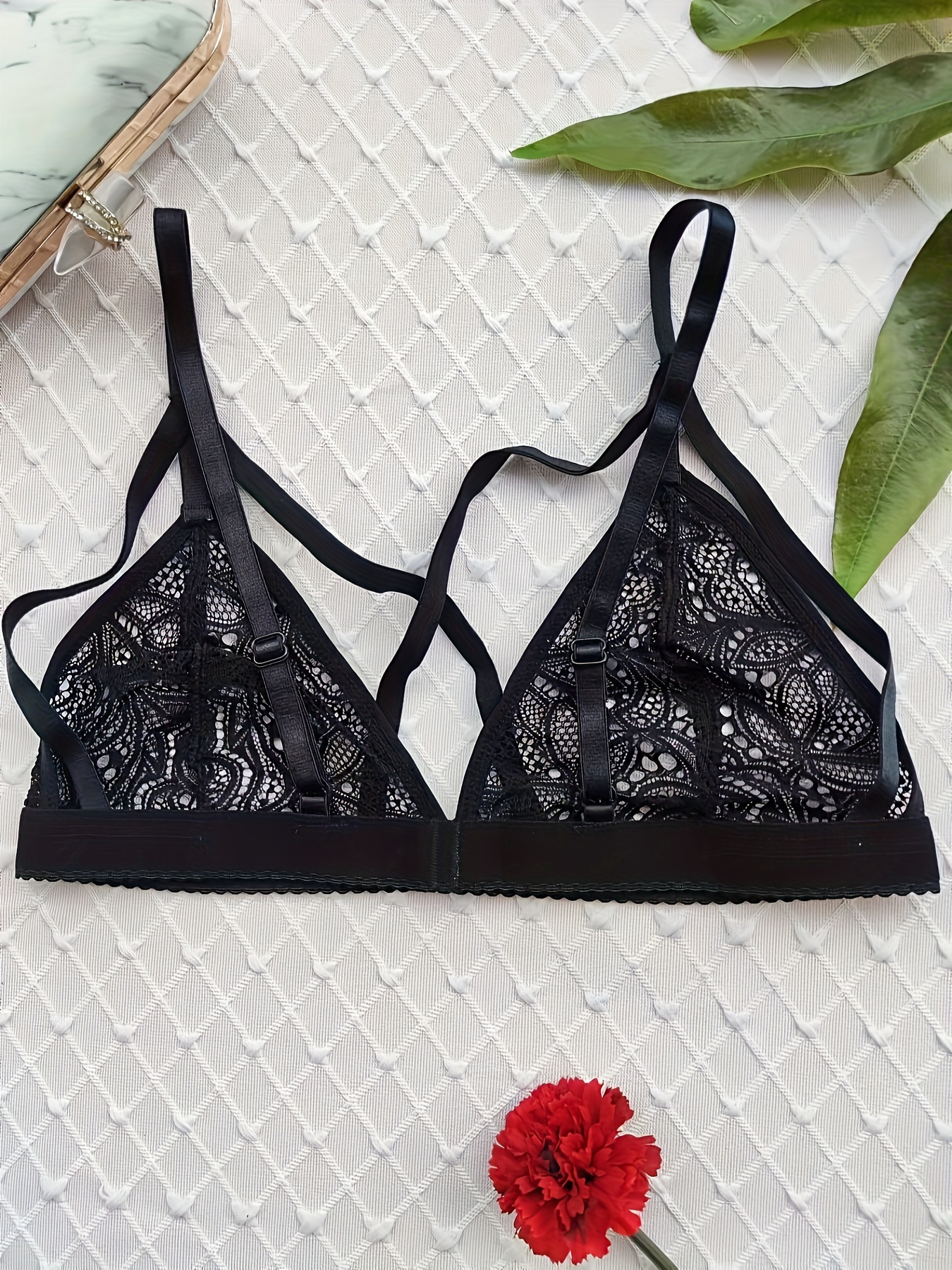 Womens Lingerie Lace Sheer Hollow Out Wireless Unlined Bra Tops