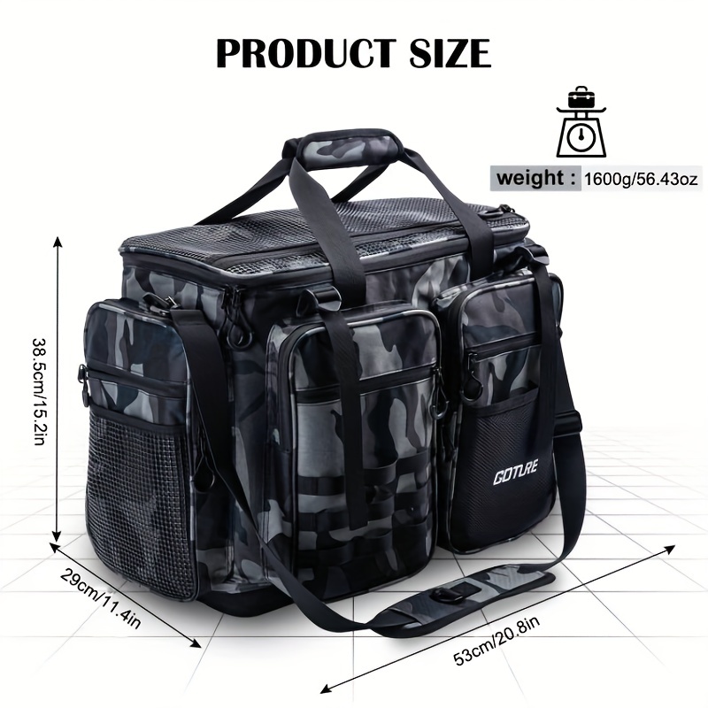 Fishing Tackle Box Bag - Fishing Bags for Saltwater or Freshwater (#Khaki)  Fishing Tackle Bags - Padded Shoulder Strap - Tackle Bag for 3600 3700