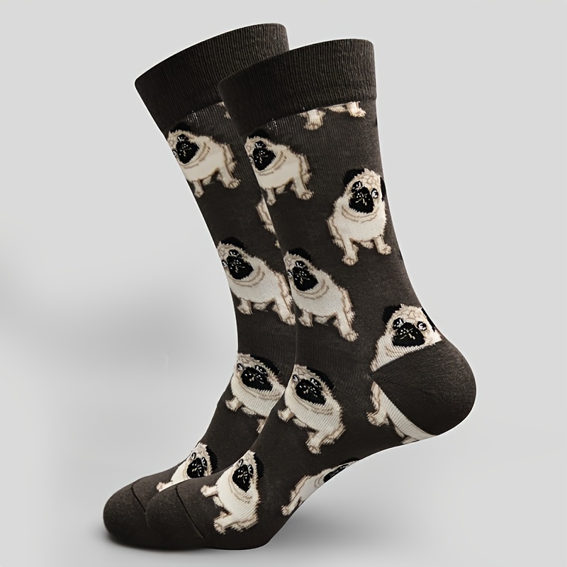 Image of 1 Pair Men' & Unisex Thermal Mid-calf Socks With Animal Print (/) - Warm Winter Socks Suitable For Casual Wear, Parties, Everyday Use - Machine Washable