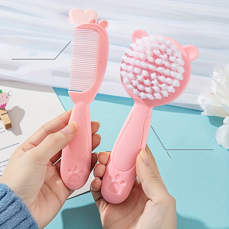 soft rubber hair brush set gentle scalp massage comb for boys girls details 4