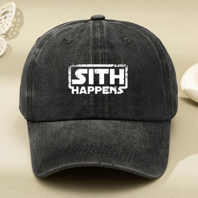 

Sith Slogan Printed Baseball Cap Classic Washed Distressed Solid Color Dad Hats Lightweight Adjustable Sports Hat For Women Men