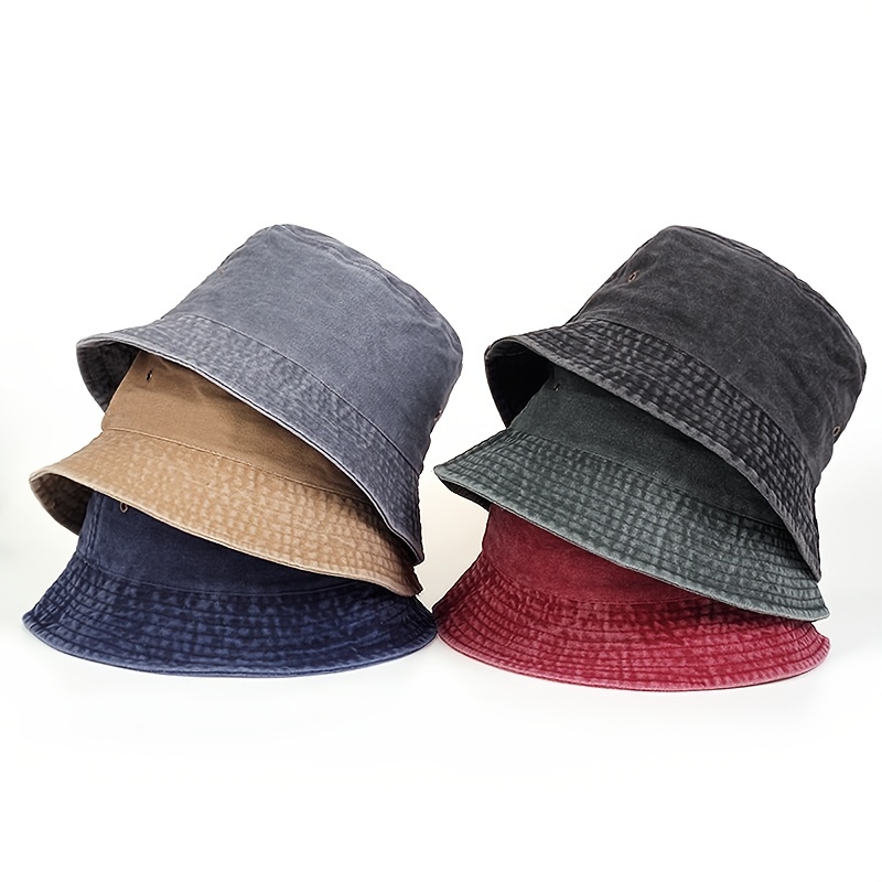 Dark Grey Street 1pc Hat, Men's Washed Bucket Hat Colors Hat,Temu