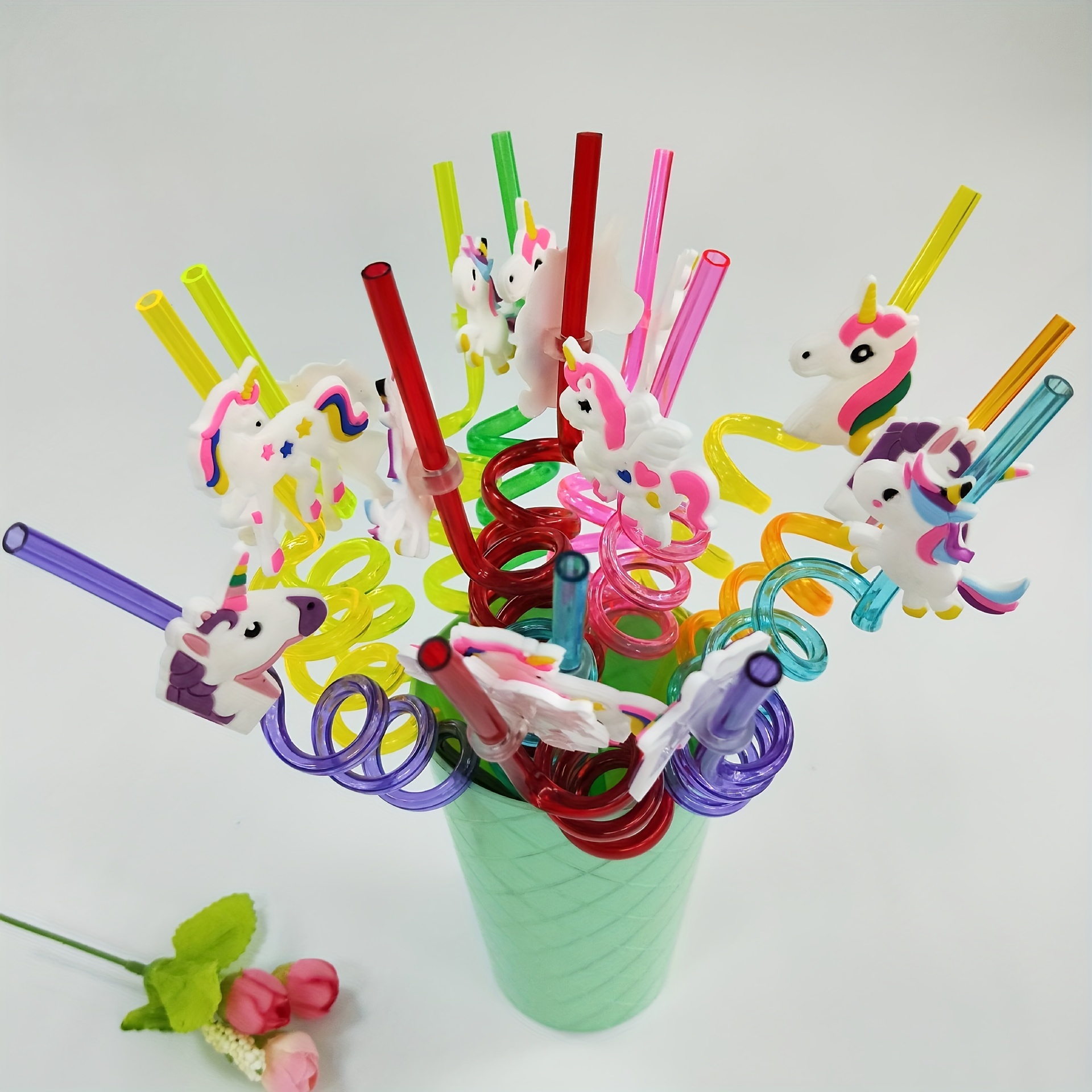  24 Reusable Unicorn Drinking Plastic Straws + 6