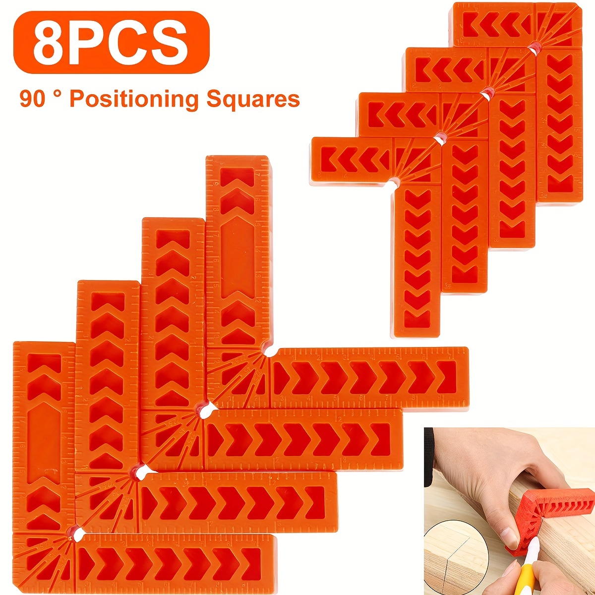 8pcs 90 Degree Positioning Squares 4 Inch 3 Inch Right Angle Clamps  Reusable Plastic L Type Fixing Clamp Durable Corner Clamping Woodworking  Tool For Picture Frame Cabinet Drawer