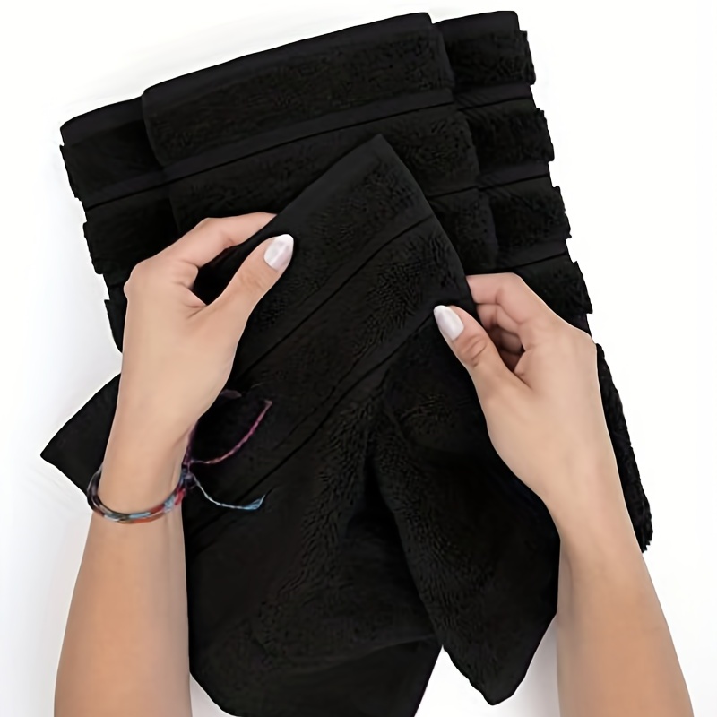  Juego de toallas negras de 100% algodón, toalla de mano, paño  de lavado, calidad de hotel, ultra suave, altamente absorbente para baño,  lavable a máquina : Hogar y Cocina
