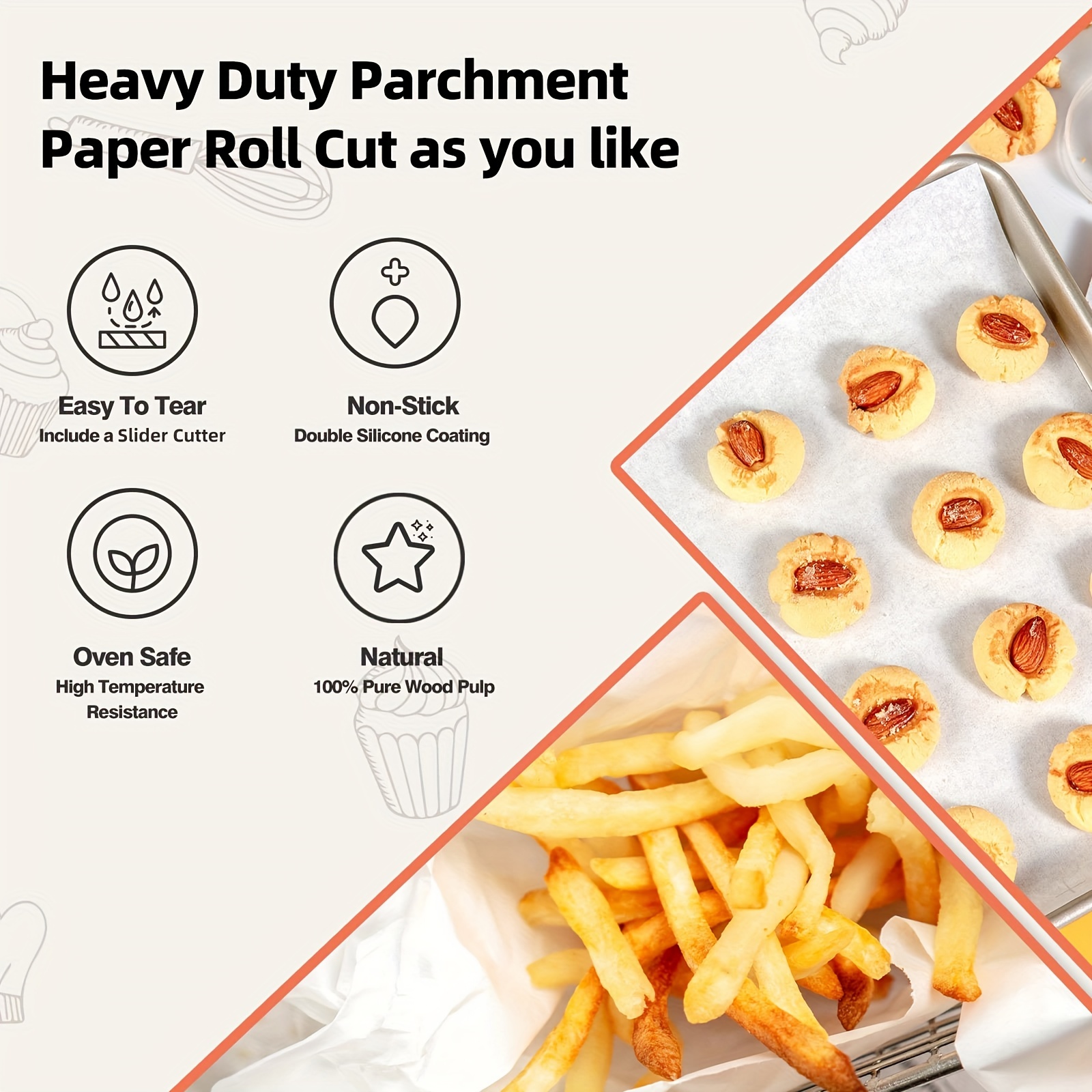 Parchment Newspaper Paper Roll for Baking, Cooking Paper for Bread,  Cookies, Air Fryer, Steaming, Grilling, Easy to Cut & Non-stick High  Temperature