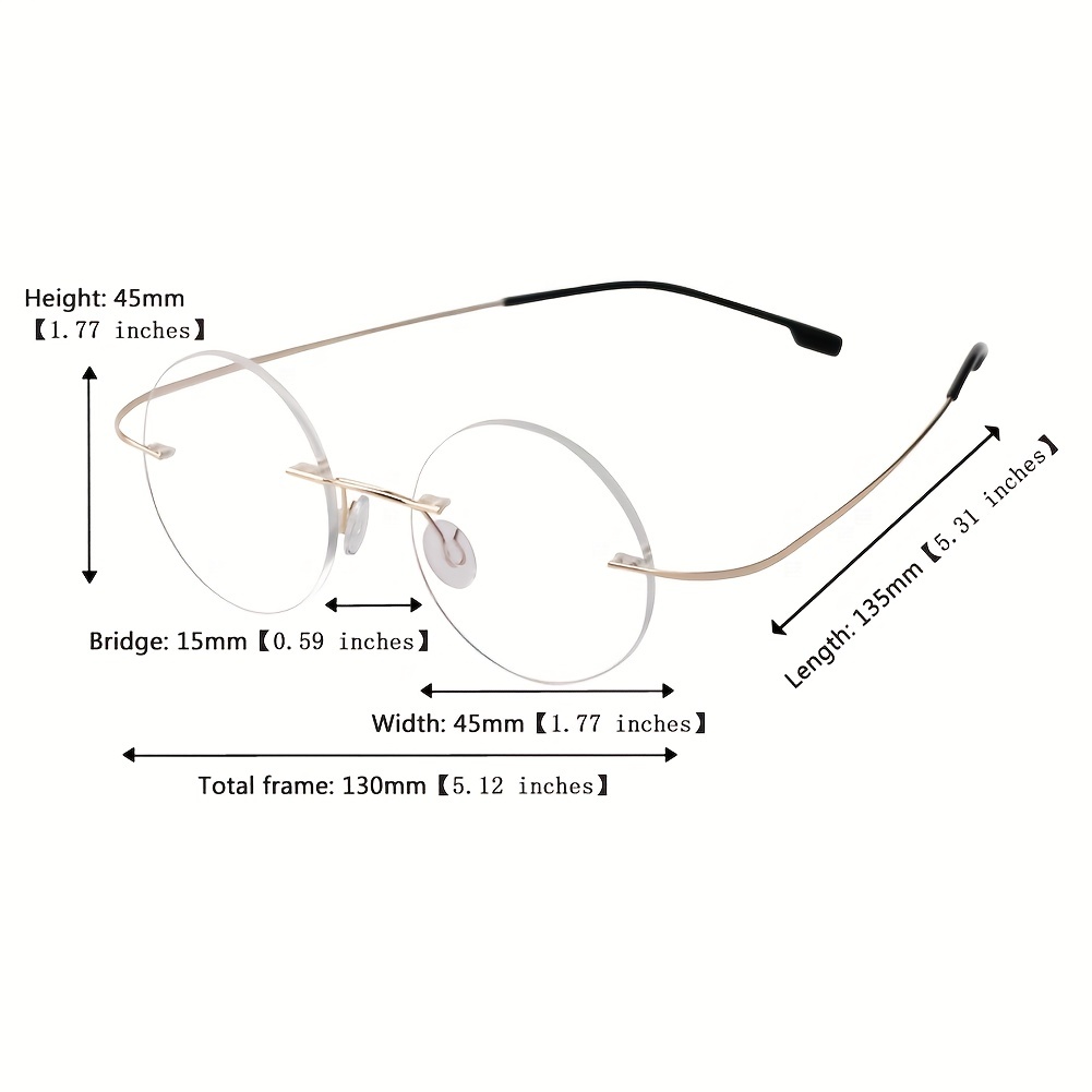 Titanium Stainless Steel Rimless Reading Glasses