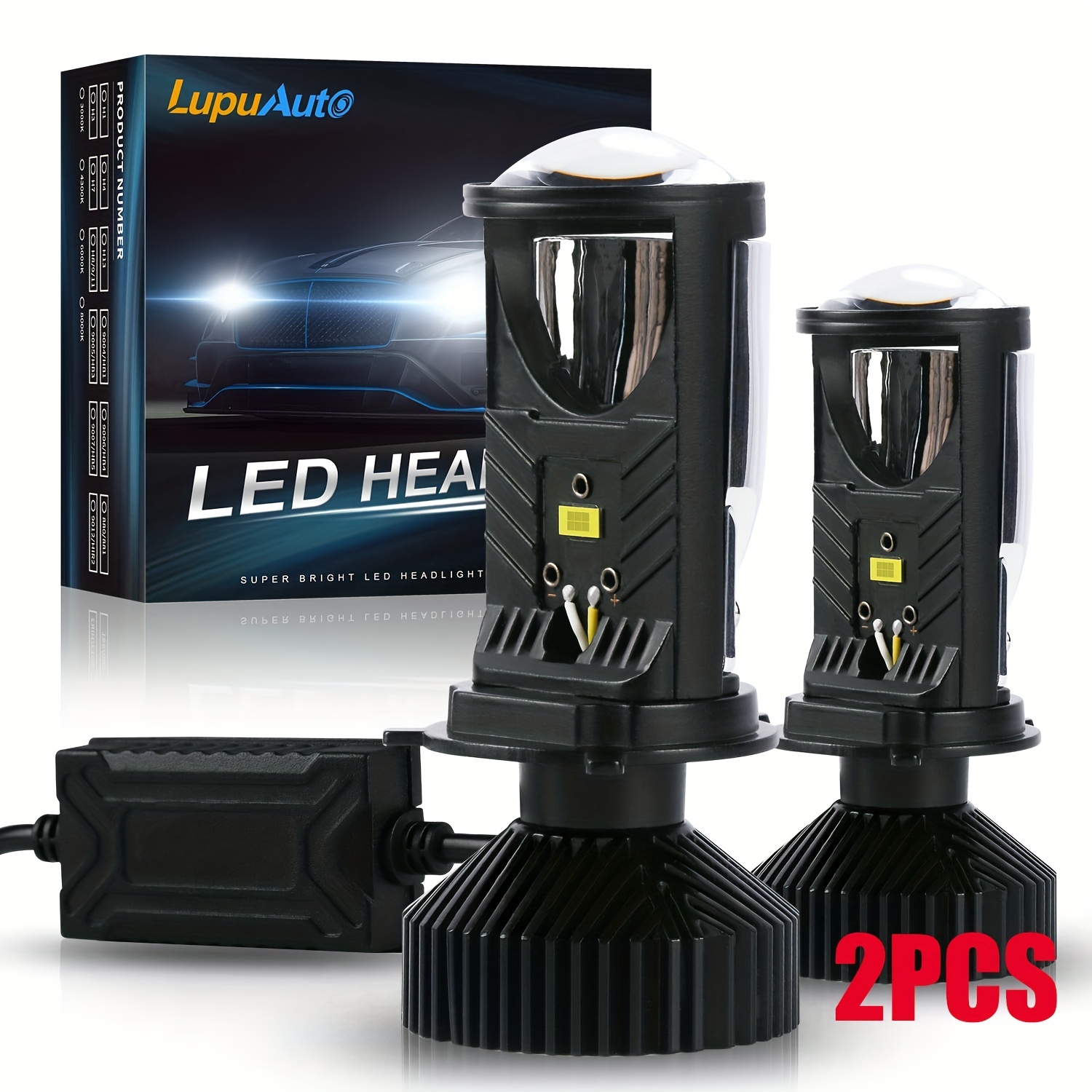 Y6 Mini Projector 6000K Led Headlight Bulbs-H4/9003/HB2 (Set/2pcs)