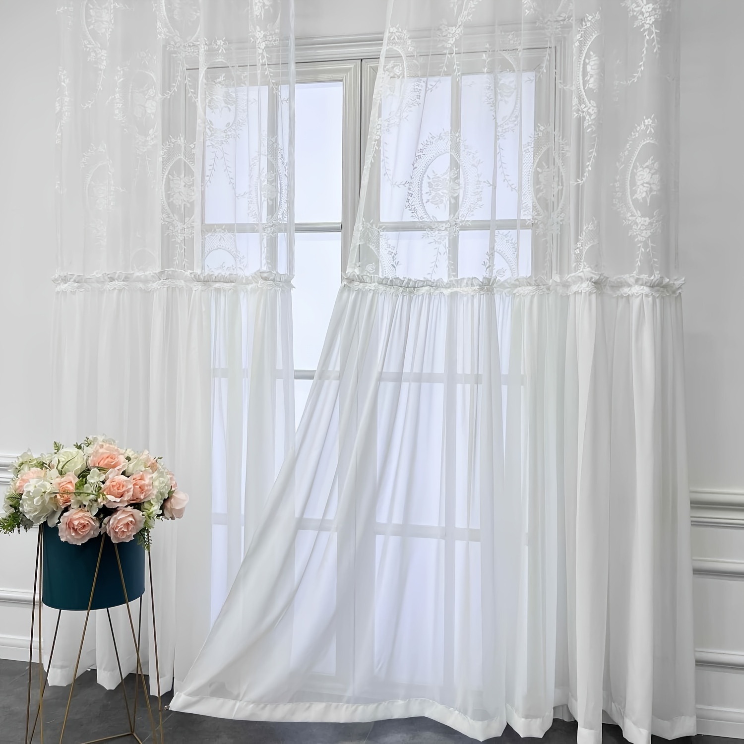 blanco pura cortinas de la ventana visillos cortos para la sala de