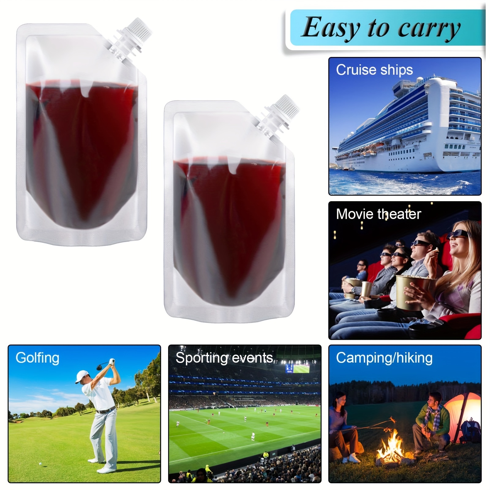 10-Pack Plastic Bottles, 8 Oz Concealable & Reusable Beverage Bags