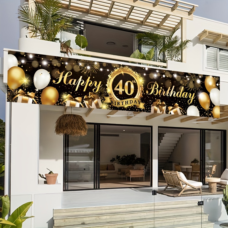 80 ANNI COMPLEANNO Festa Decorazioni Oro Nero 80 Striscione di Compleanno 80  EUR 19,30 - PicClick IT