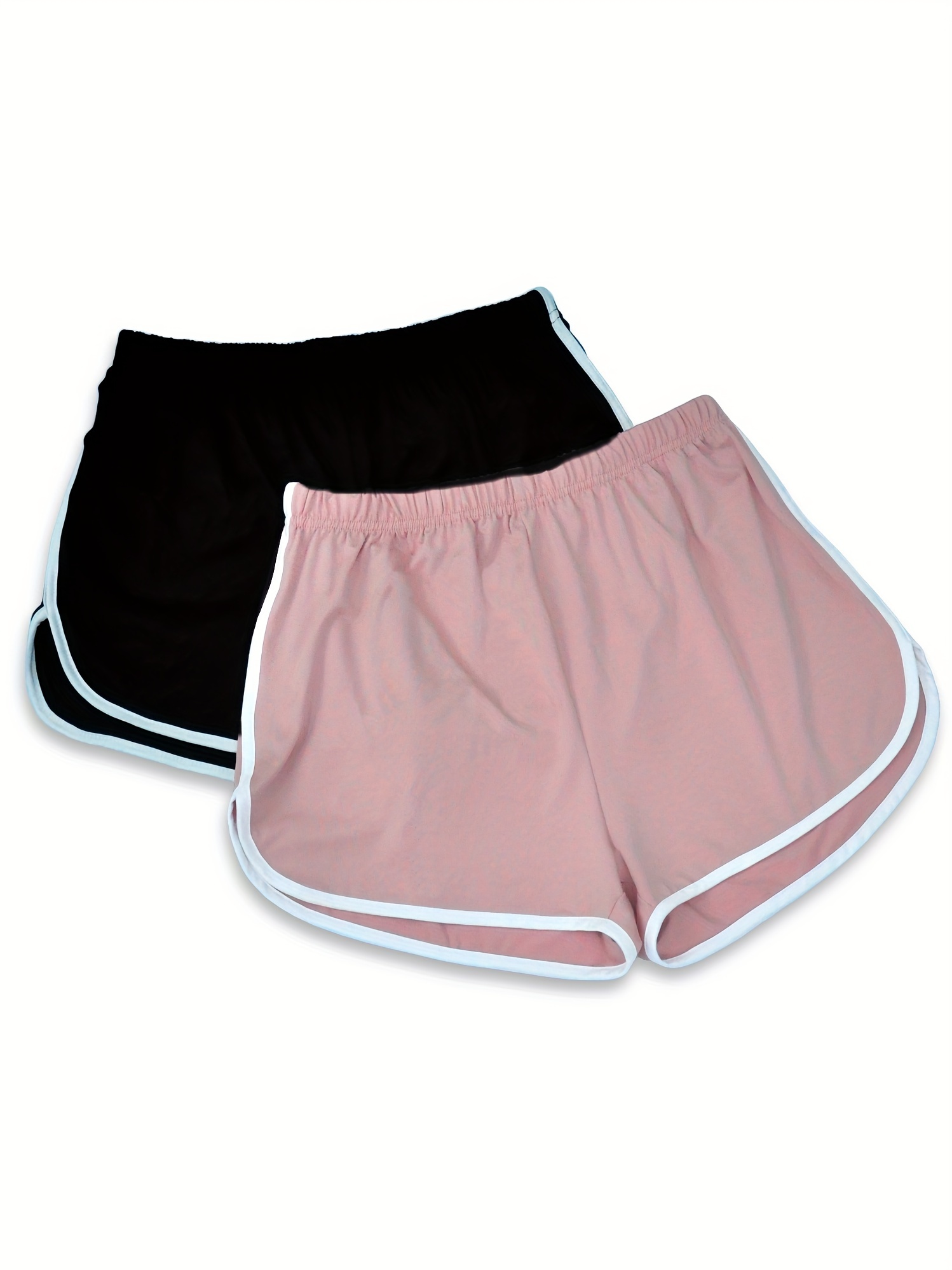 Plus Size Basic Pajama Shorts Set Women's Plus Elastic Waist