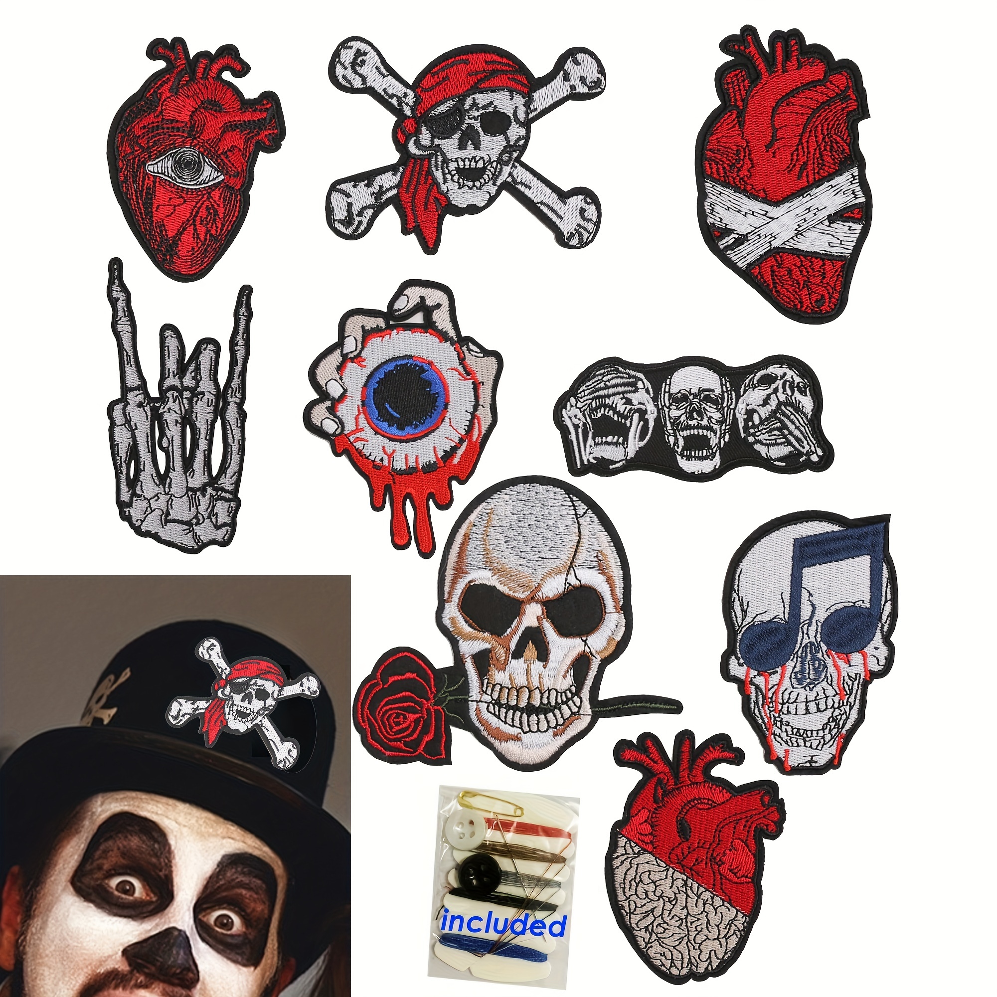 Punk Ghost Patch Finger Skull Embroidery Patches For Clothing