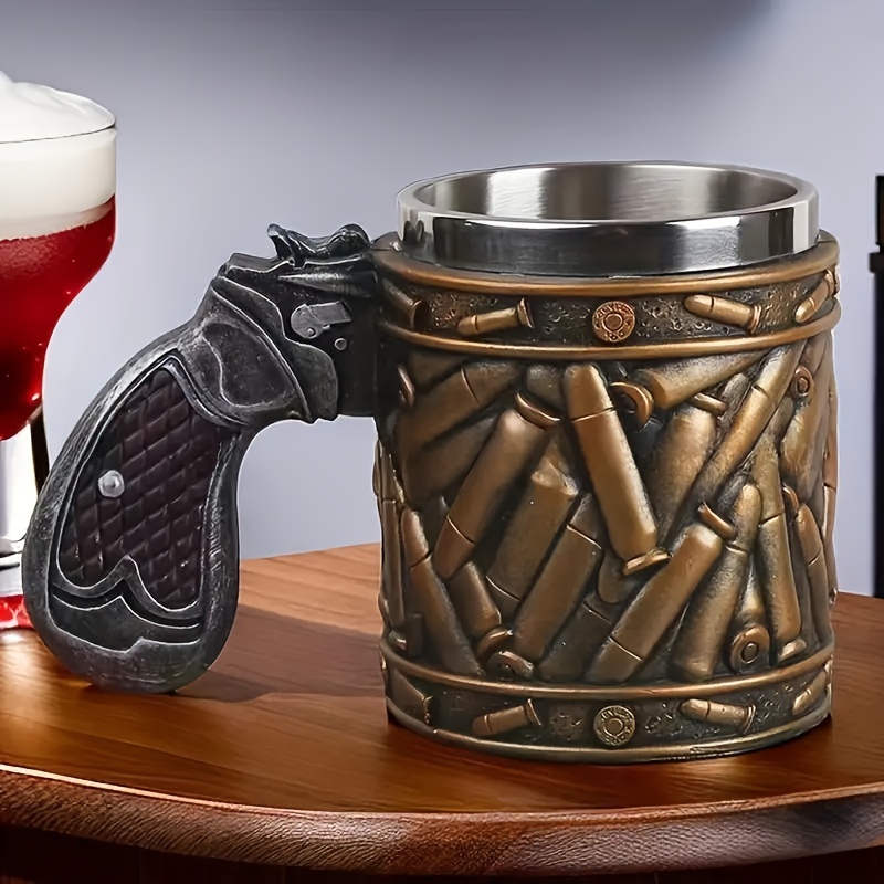 Pistol Beer Mug With Bullet Shell Decoration Men's Stainless - Temu
