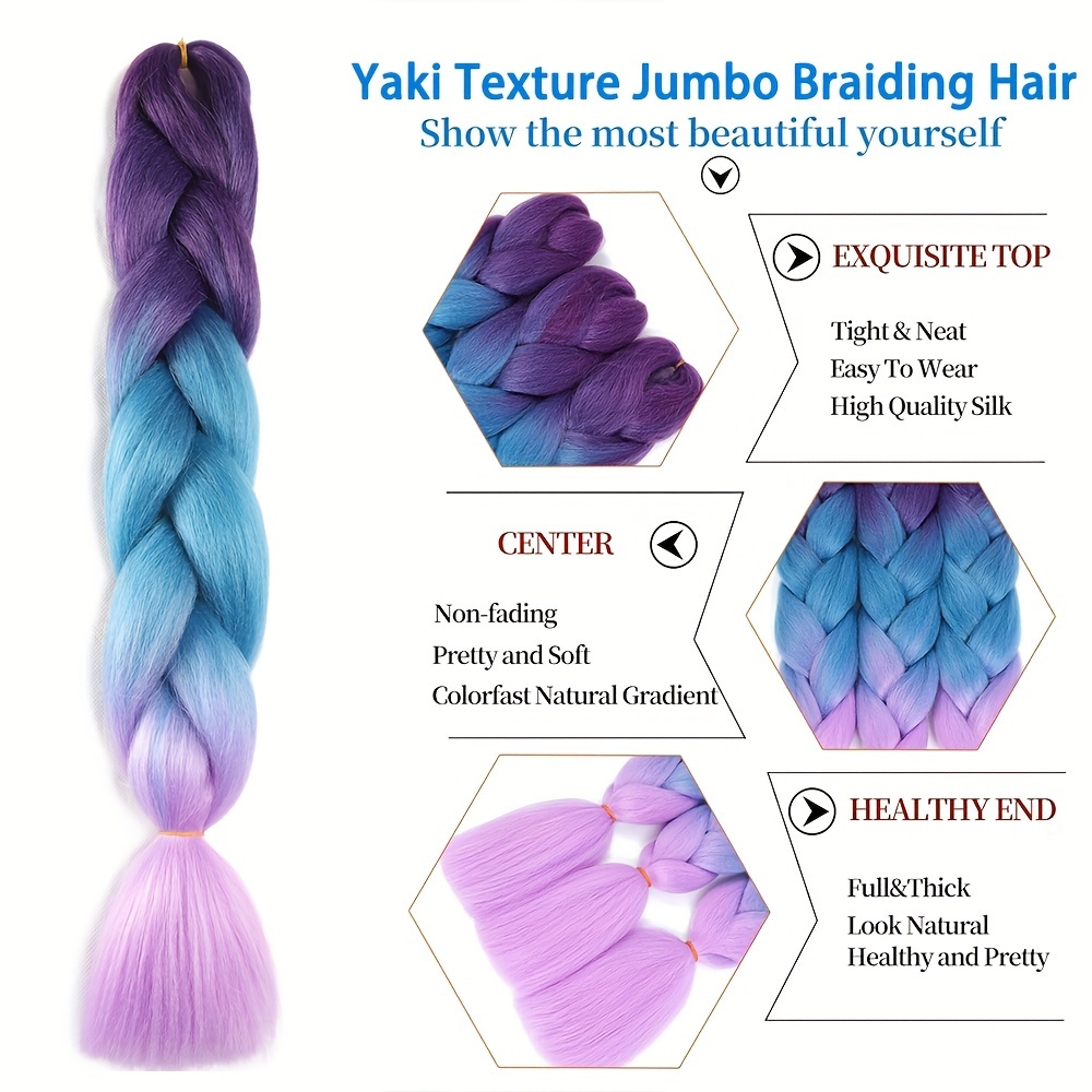 Y2k Rave Hairstyle Braids Hair Synthetic Hair Super Jumbo Hair Braids  Synthetic Yaki Texture Ombre Jumbo Braiding Hair Extensions:diy Various  Braided Hairstyles - Temu