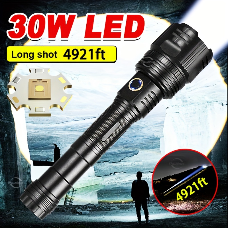 High Power Led Flashlight Powerful Usb Rechargeable - Temu