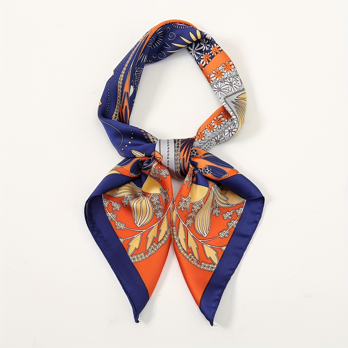 70X70CM Silk Scarf Women Stripe Print Hair Accessories Bandana