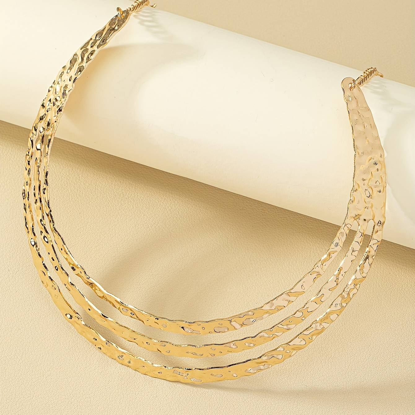 Exaggerated 14K Plated Alloy Minimalist Style Collar Necklace