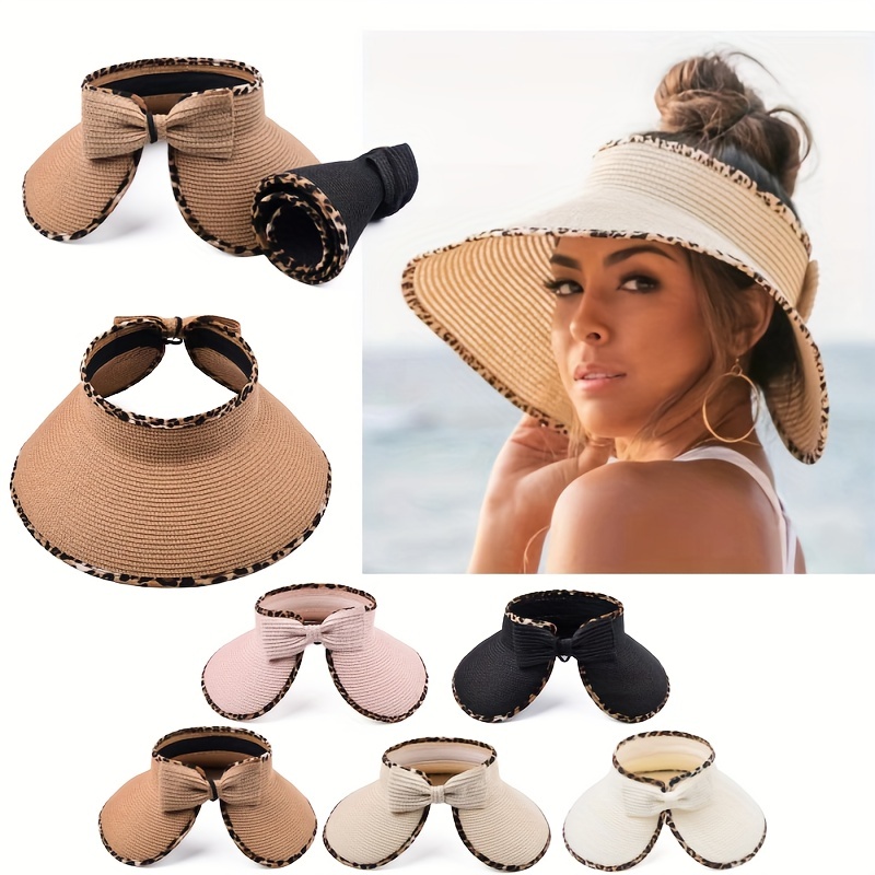 Women's Sunscreen Empty Top Hat Wide Brim Versatile Solid - Temu