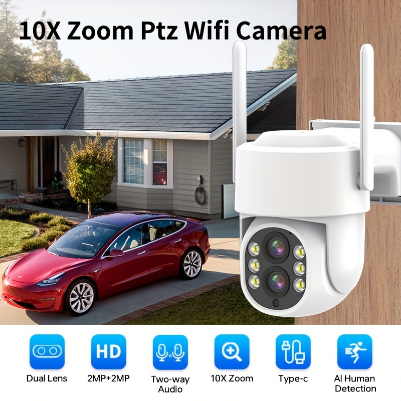 Caméra WiFi intérieure/extérieure 3MP. Caméra IP double fréquence sans fil  EVKVO 2,4 GHz et 5 GHz, prend en charge Alex et Google Home, caméra PTZ de  réseau de vidéosurveillance de sécurité domestique