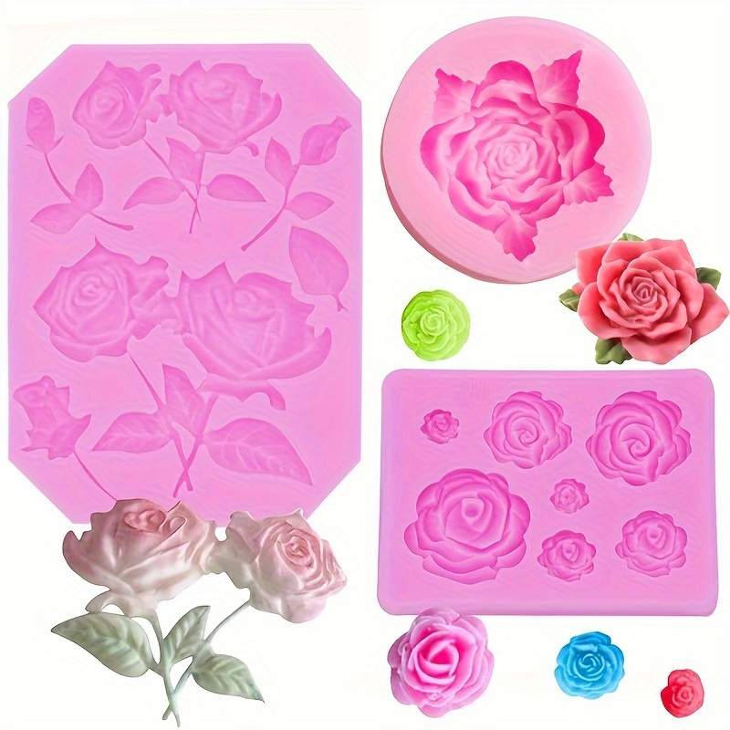 1pc Rose Flower Silicone Mold, DIY Wedding Cupcake Cake Silicone Mold,  Chocolate Gummy Mold, Candy Resin Mold