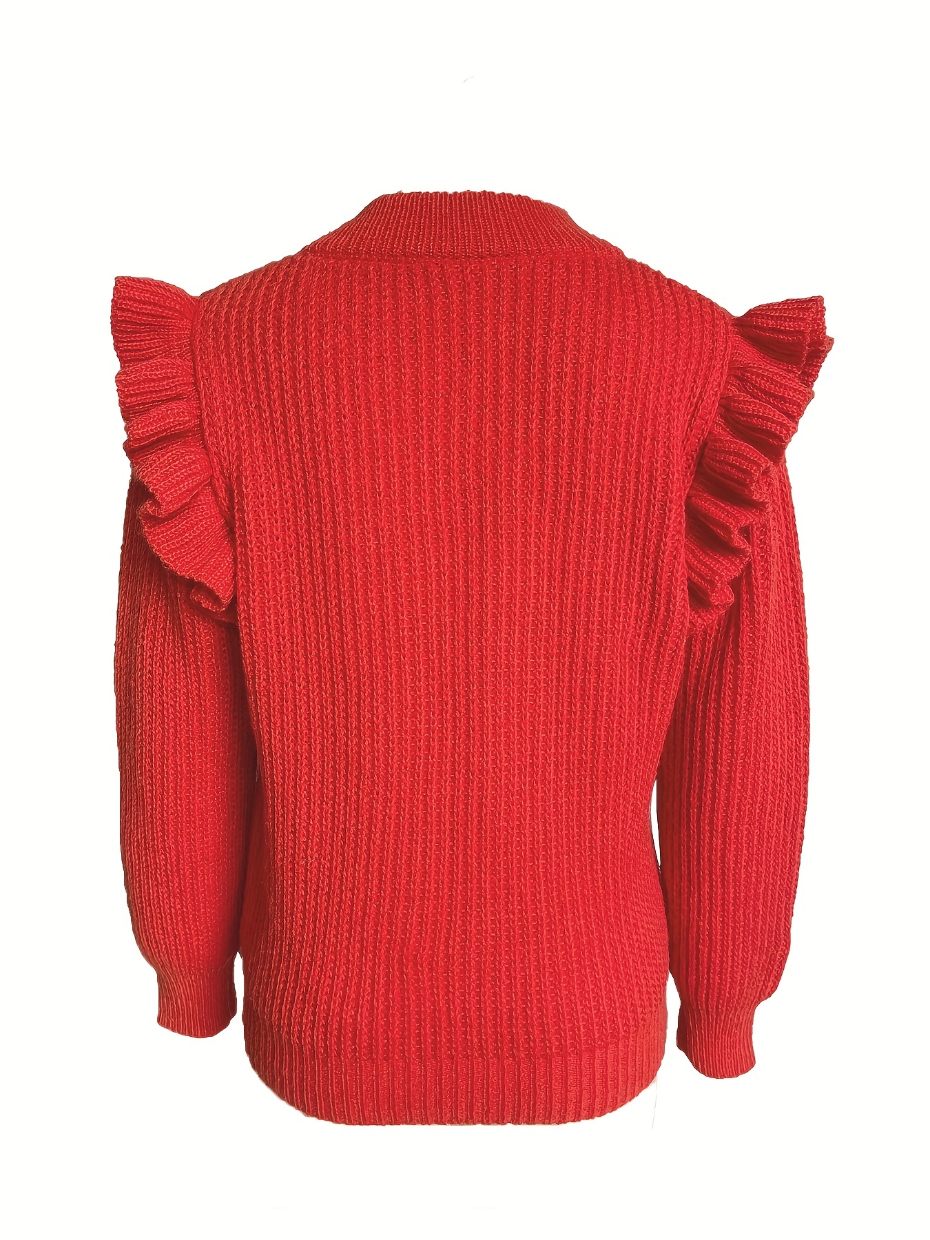 Red ruffle store sleeve sweater