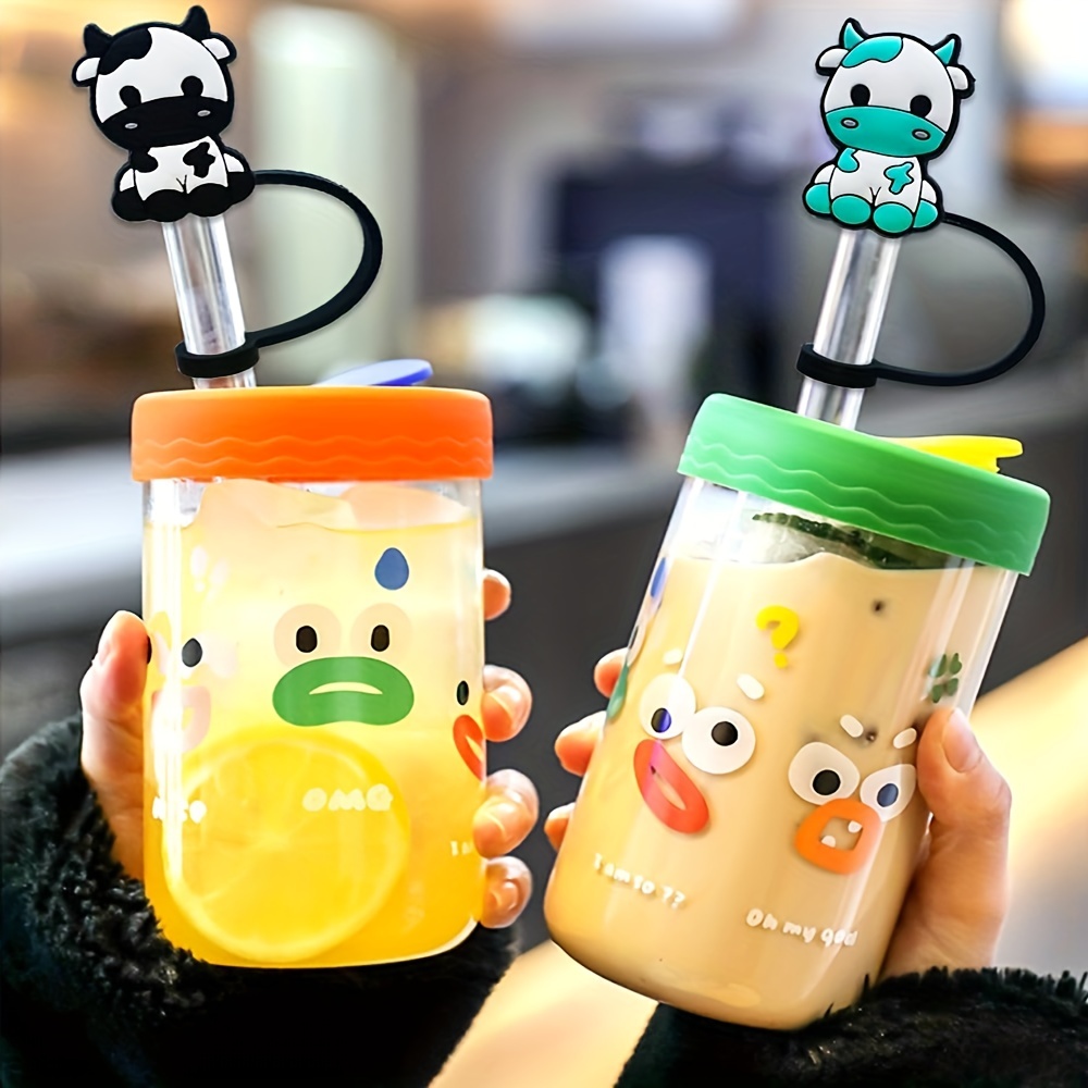  7 PCS Cow Straw Cover Silicone Straw Covers Cap for Tumblers  Reusable Straws Cute Straw Tips Cover : Home & Kitchen