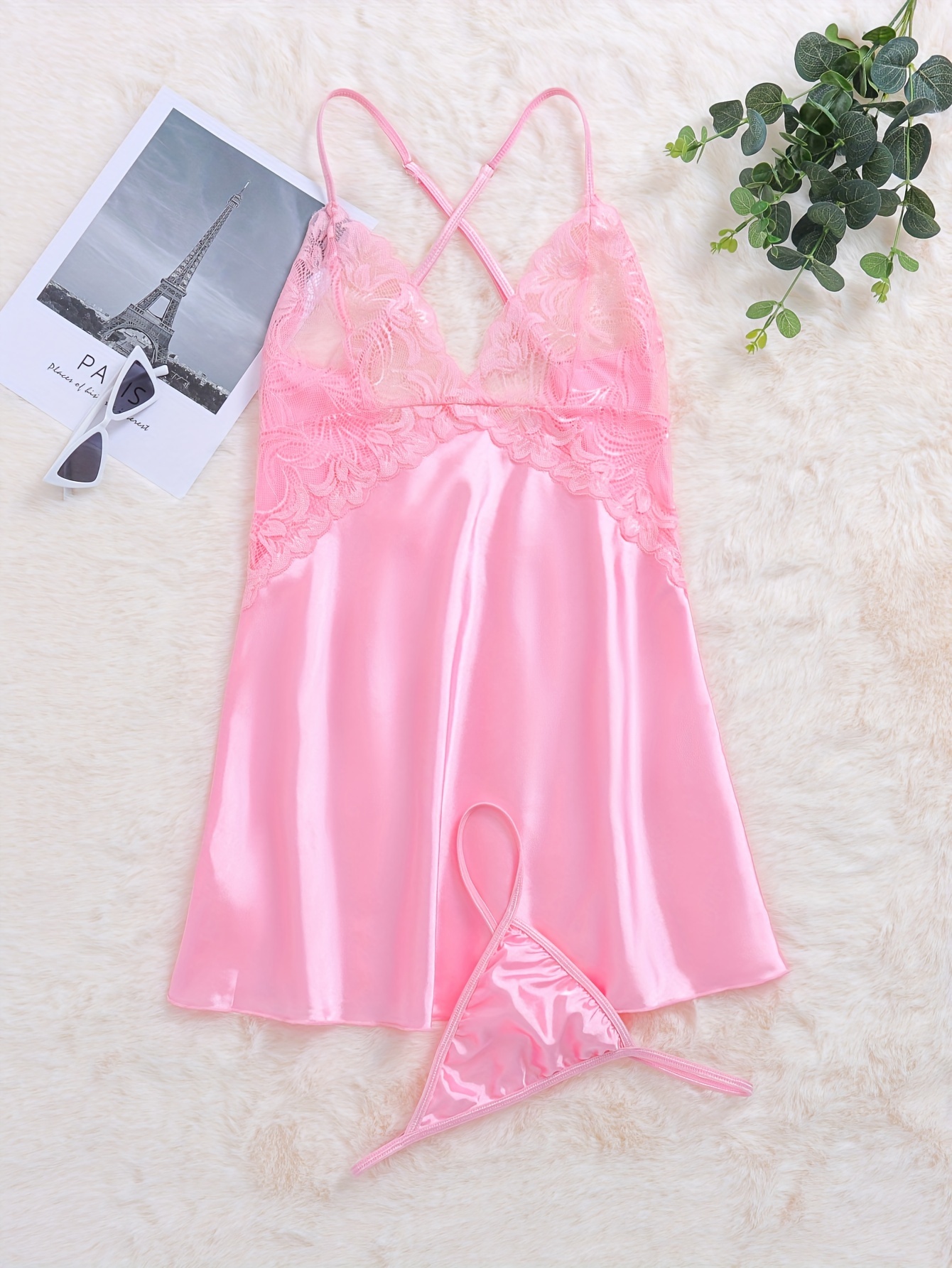  Tejiojio Satin Nightgown For Women Sexy Lace Chemise V