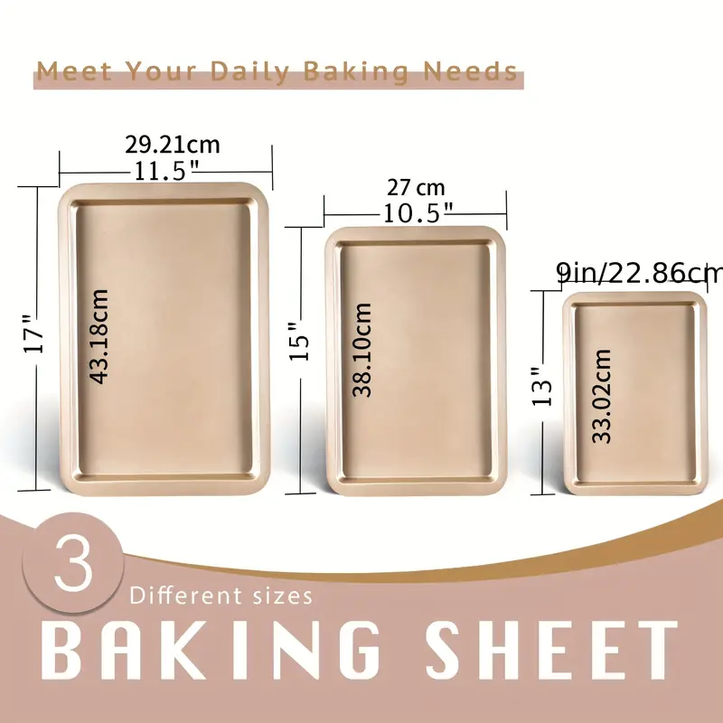 Baking Pans Set 3 Different Sizes Baking Sheets Non stick - Temu