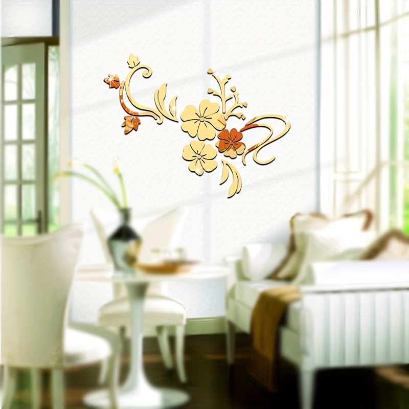 Floral Mirror Wall Stickers Sun Flower Shaped Acrylic Non - Temu