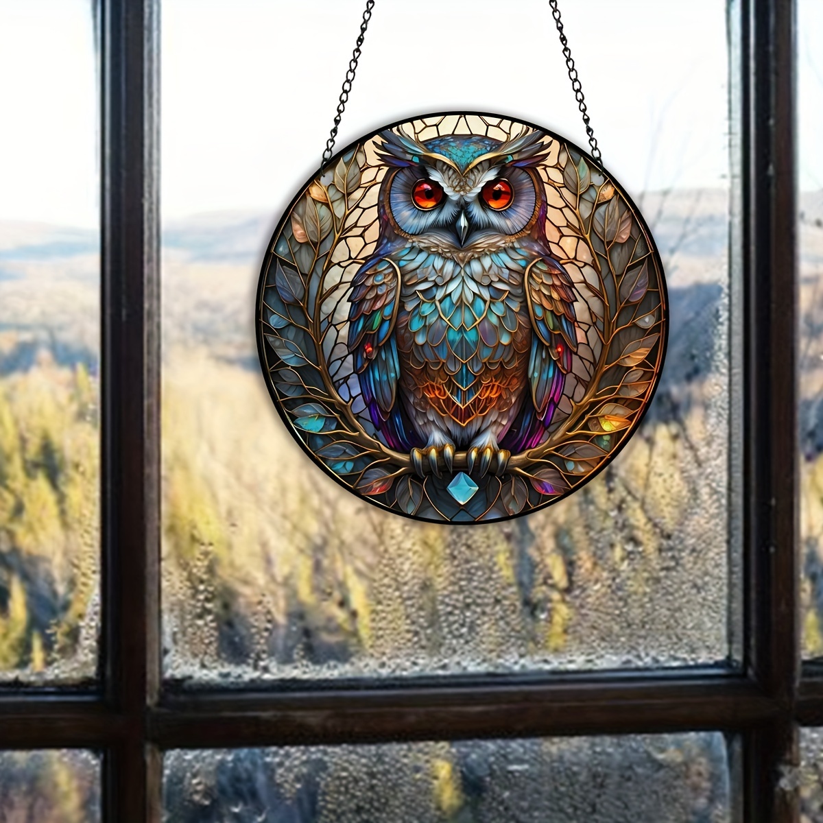 Owl Stained Window Hanging Suncatcher Bird Suncatcher For - Temu