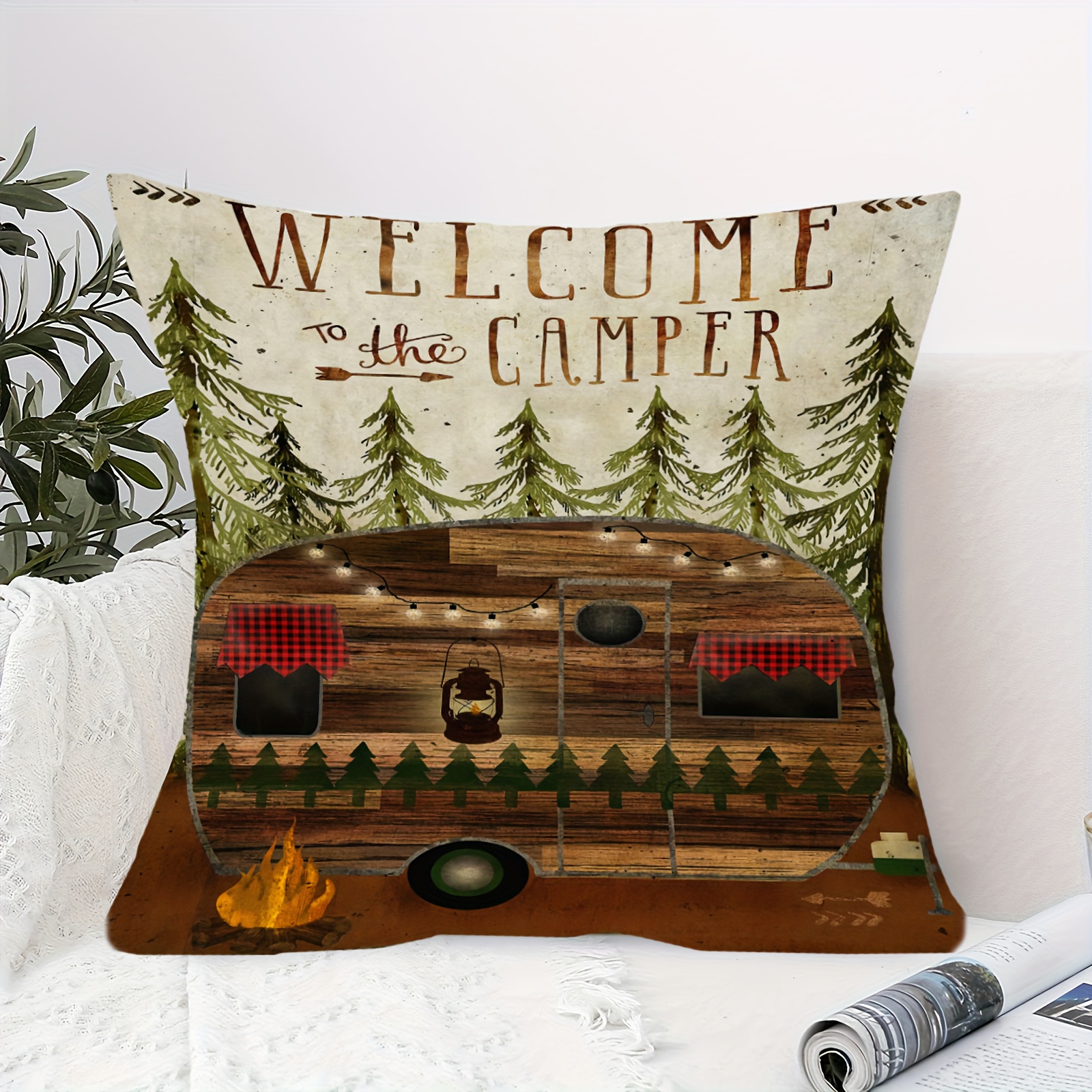 Almohada de camping, Decoración de camping, Regalo de camping