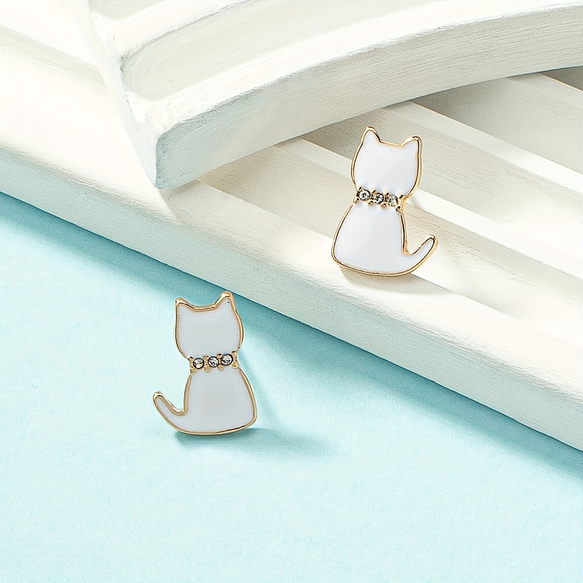 Metal Enamel Cat Ear Studs - Stylish and Versatile Jewelry