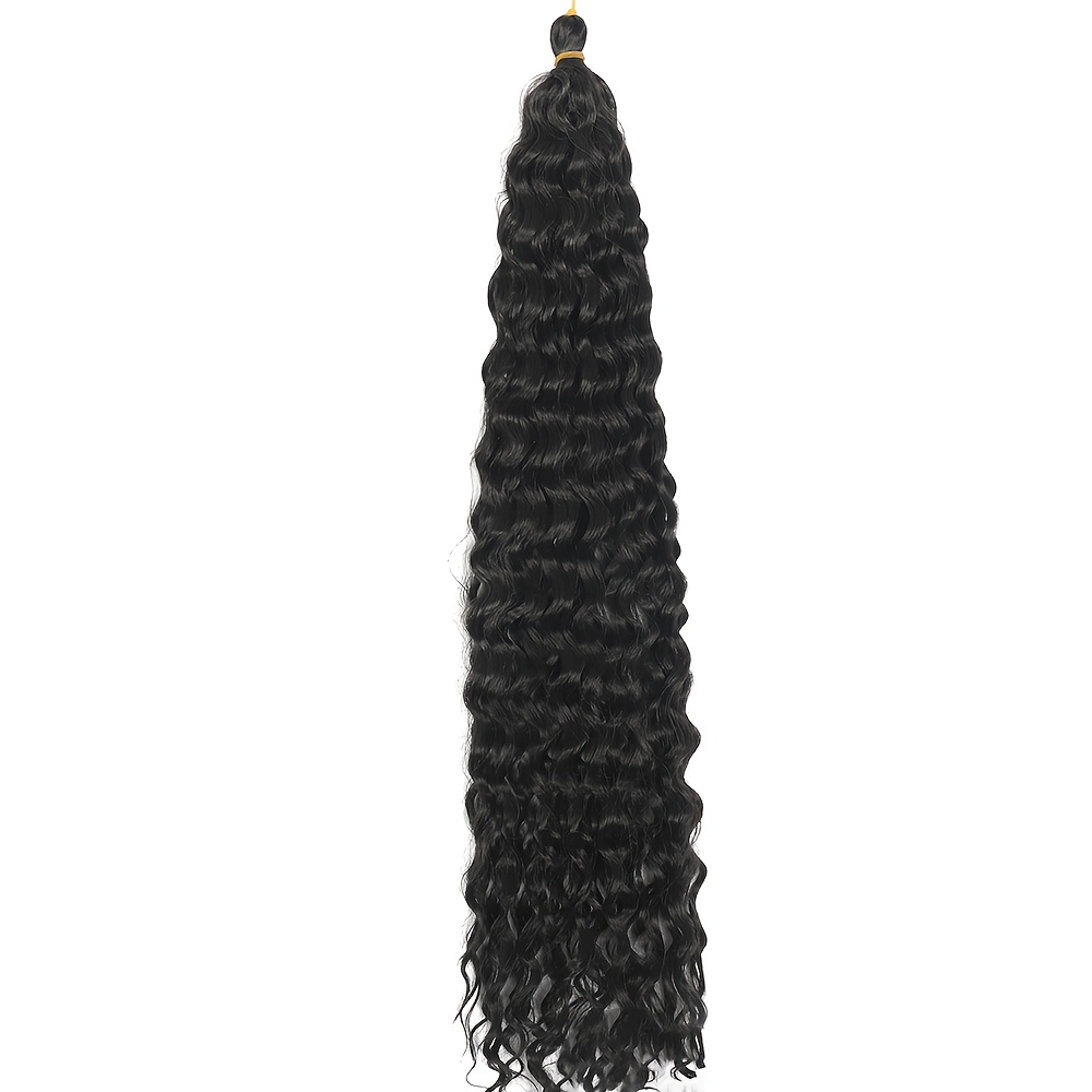 Image of Black Crochet Hair Pre Looped 20 Inch Curly Braiding Ocean Wave Crochet Hair 1pack Ocean Wave Crochet Braids Synthetic Hair Extensions For Women